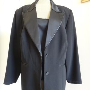Blazer Tuxedo Jacket Black Satin Collar Size 16 W